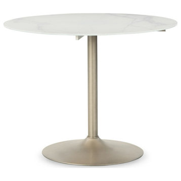 Ashley Furniture Barchoni Glass Round Dining Room Table in White & Gold