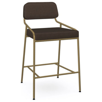 Gold Frame Open Back Stool, Gold With Db Bark Counter Stool