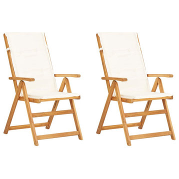 vidaXL Outdoor Recliner Chairs 2 Pcs Reclining Chair Brown Solid Wood Acacia