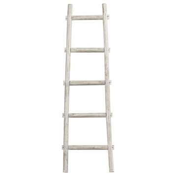 HomeRoots 5 Step White Decorative Ladder Shelve