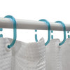 Shower Curtain Rings Plastic Hooks Solid or Clear Colors Set of 12, Clear Turquoise Blue