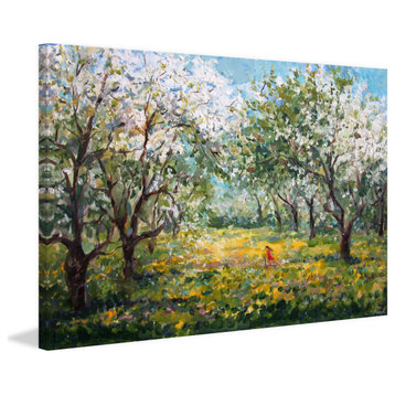 "Wildflower and Trees" Painting Print on Wrapped Canvas, 45x30