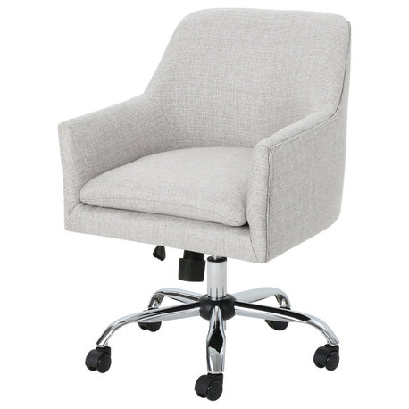 GDF Studio Morgan Mid Century Modern Fabric Home Office Chair With Chrome Base, Beige