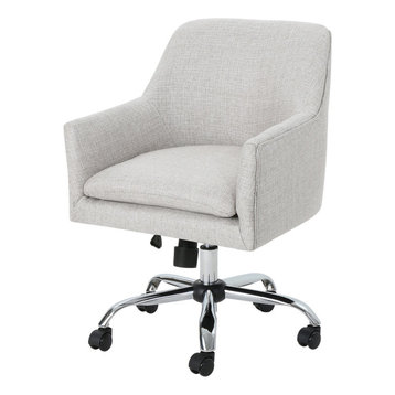 GDF Studio Morgan Mid Century Modern Fabric Home Office Chair With Chrome Base