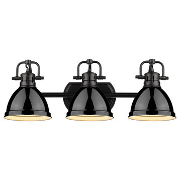 Duncan 3-Light Vanity, Black, Black