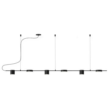 Sonneman Counterpoint 6 Light LED Linear Pendant, Satin Black