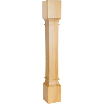 Hardware Resources P35 Solid Wood Carved Square Furniture Post - - Natural