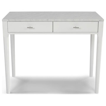 Bianco Collection Meno 36" Italian Marble Console Table in White