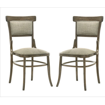 Bistro Vintage Walnut Contemporary Fabric Dining Chair With Cushion, Set of 2