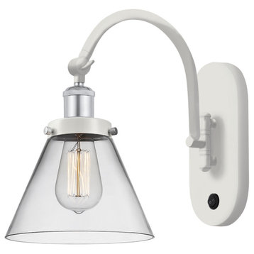 Innovations Cone 1-Light 8" Sconce White Polished Chrome