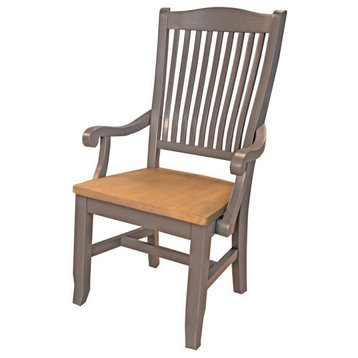 A-America Port Townsend Slatback Dining Arm Chair in Gull Gray (Set of 2)