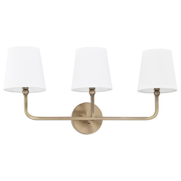 Dawson 3 Light Vanity, Aged Brass