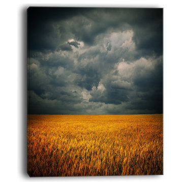 "Stormy Clouds Over Wheat Field" Landscape Artwork Canvas, 12"x20"
