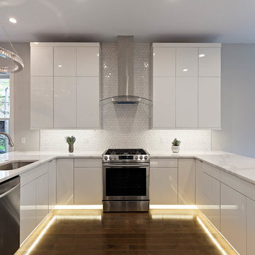 Contemporary High Gloss Nordic White Kitchen