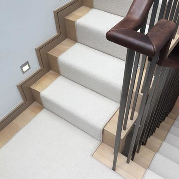Installing White Carpet to Stairs as a Runner