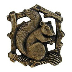 Inviting Home Inc. - Squirrel Left Knobs, Antique-Style Brass - Cabinet And Drawer Knobs