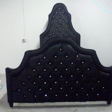 MODERN Contemporary BED TALL GENUINE CRYSTALS THROUGHOUT!
