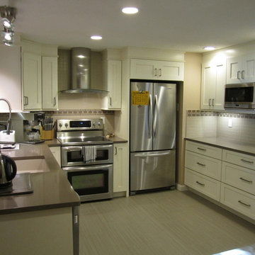 Modern/Contemporary Panna Cotta Kitchen Remodel w/Ginger color Quartz Countertop