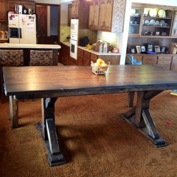 Rustic Pedestal Table and Bench