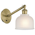 Innovations Lighting - Innovations 317-1W-AB-G411 1-Light Sconce, Antique Brass - Innovations 317-1W-AB-G411 1-Light Sconce Antique Brass. Collection: Ballston. Style: Industrial, Modern Contempo, Restoration-Vintage, Transitional. Metal Finish: Antique Brass. Metal Finish (Canopy/Backplate): Antique Brass. Material: Steel, Cast Brass, Glass. Dimension(in): 12. 25(H) x 5. 5(W) x 12. 75(Ext). Bulb: (1)60W Medium Base,Dimmable(Not Included). Maximum Wattage Per Socket: 100. Voltage: 120. Color Temperature (Kelvin): 2200. CRI: 99. 9. Lumens: 220. Glass Shade Description: White Dayton. Glass or Metal Shade Color: White. Shade Material: Glass. Glass Type: Frosted. Shade Shape: Dome. Shade Dimension(in): 5. 5(W) x 5. 5(H). Fitter Measurement (Glass Or Metal Shade Fitter Size): Neckless with a 2. 125 inch Hole. Backplate Dimension(in): 5. 3(Dia) x 0. 75(Depth). ADA Compliant: No. California Proposition 65 Warning Required: Yes. UL and ETL Certification: Damp Location.