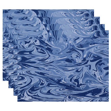 18"x14" M?lange, Geometric Print Placemat, Blue, Set of 4