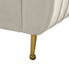 Zara Channel Tufted Velvet Upholstered Bed With Custom Gold Legs, Cream, Twin