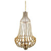 Lafontaine Gold Metal w/Wooden Beads Three Bulb Chandelier