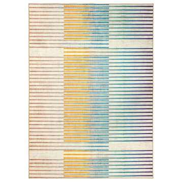 My Magic Carpet Flux Striped Multicolor Rug, 5'x7'