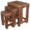 Appalachian Rustic Reclaimed Wood Railroad Ties 3 Stacking Tables