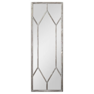 Full Length Silver Geometric Window Pane Mirror