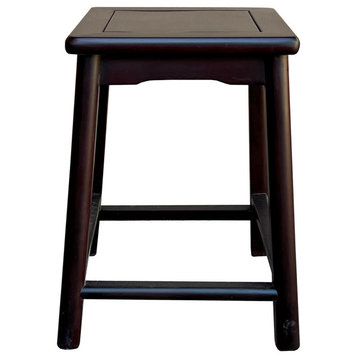 Chinese Oriental Brown Wood Ming Style Square Shape Stool Table Hcs7576