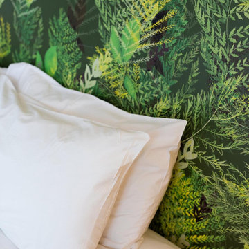 Custom Wallpaper for Hotel Scribner's Catskill Loge: Ferns Design