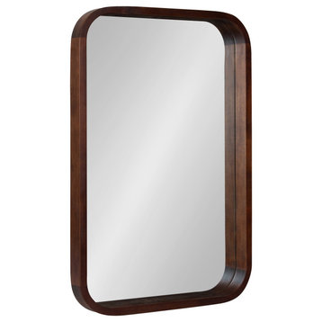 Hutton Wood Framed Radius Rectangle Mirror, Walnut Brown, 20x30