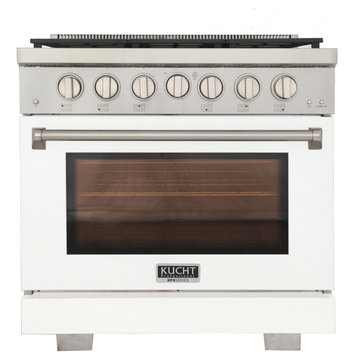 Professional 36" 5.2 cu.ft. Gas Range, Two 21K Power Burners, White, Natural Gas