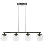 Livex Lighting - Willow 4 Light Black Chrome Linear Chandelier - This four light linear chandelier from the willow collection has understated elegance. It features minimal details, clear curved glass with a black chrome finish and can fit into any decor.