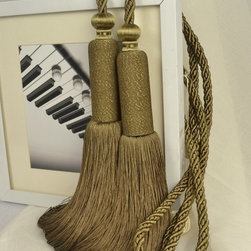 5 Colors QYM08 Faux Silk Curtain Tassel Tie Backs in Brown Color - Window Treatment Accessories