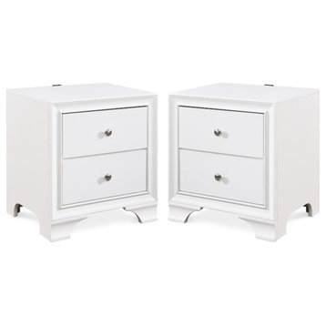 Home Square 2 Drawer Nightstand with USB in White Finish - Set of 2