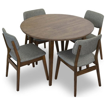 Izmir Modern Solid Wood Walnut Dining Room & Kitchen Table Set for 4