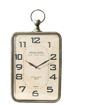 Metal Rectangle Hanging Clock With Handle Decoration on Top