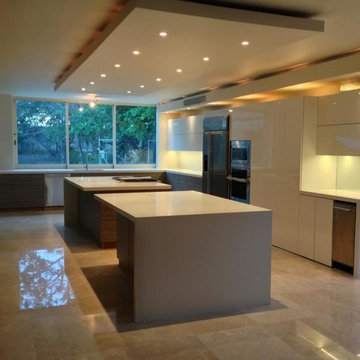 Kitchen with two islands