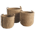 Napa Home & Garden - Seagrass Round Drum Baskets, Set of 3 - With a set of durable woven handles that wrap around the bottom, these soft yet sturdy seagrass baskets are ready for whatever your storage needs may be. They also add a warm, natural touch to any room.