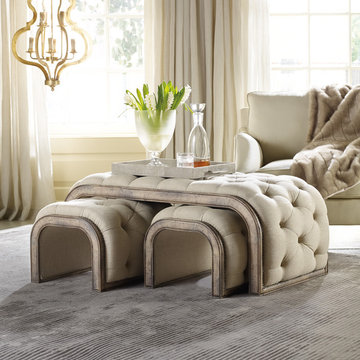 Hooker Furniture Melange Brantley Tufted Cocktail in Light Wood