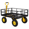 Vevor Steel Garden Cart, Metal Wagon With Removable Mesh Sides, 1200 Lbs