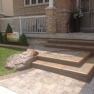 Front porch stone steps & landing, rock detail