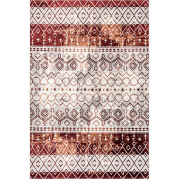 nuLOOM Audrey Machine Washable Geometric Moroccan Area Rug, Red 8' x 10'