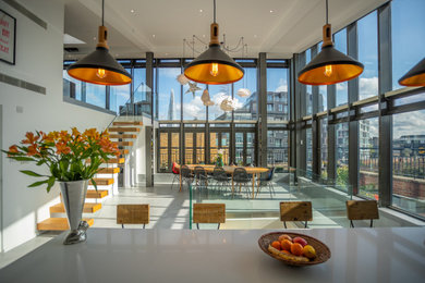 Inspiration for an industrial dining room in London.