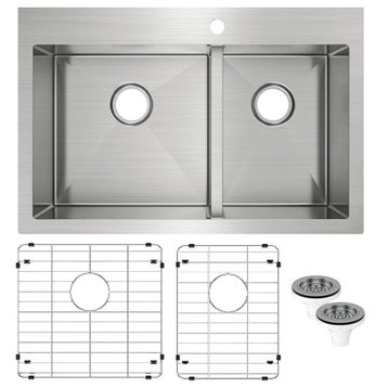 18GA 60/40 10? radius 1-3/4 sink with drainers and grids