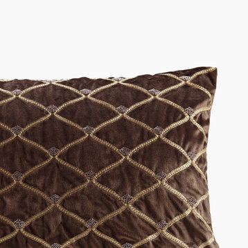 Croscill Aumont Velvet Oblong Pillow, Goose Feather, Brown