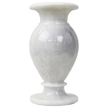 Natural Geo White Decorative Handcrafted 8" Marble Vase