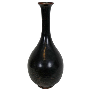 Vintage Style Black Ceramic Swan Vase